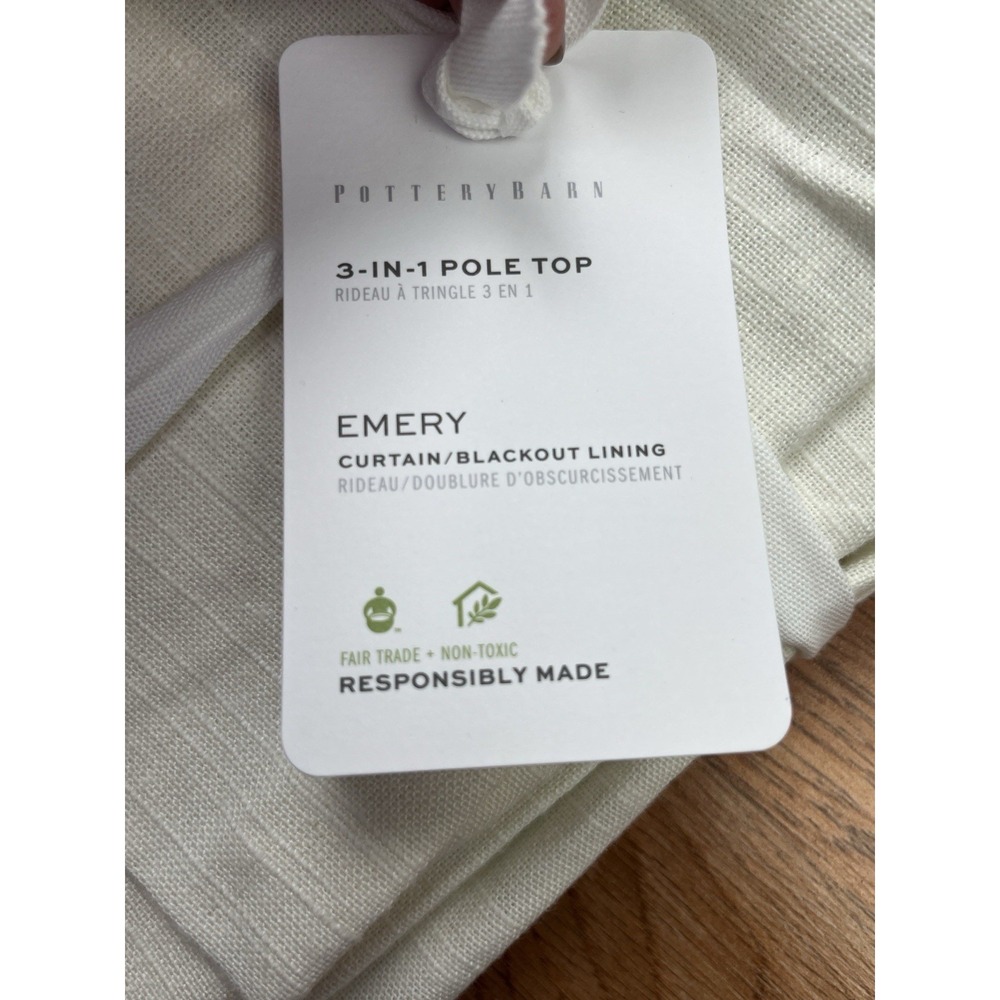 Pottery Barn Emery Linen Blackout Curtain Panel in Ivory 30" x 90" NEW - Picture 2 of 6